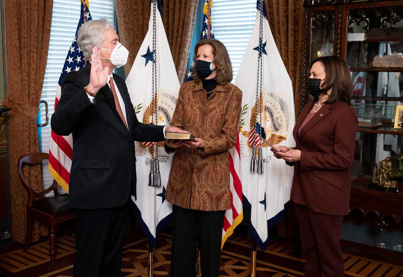 William Burns is sworn in as CIA director, an image tied to his 2021 Moscow visit discussed here.