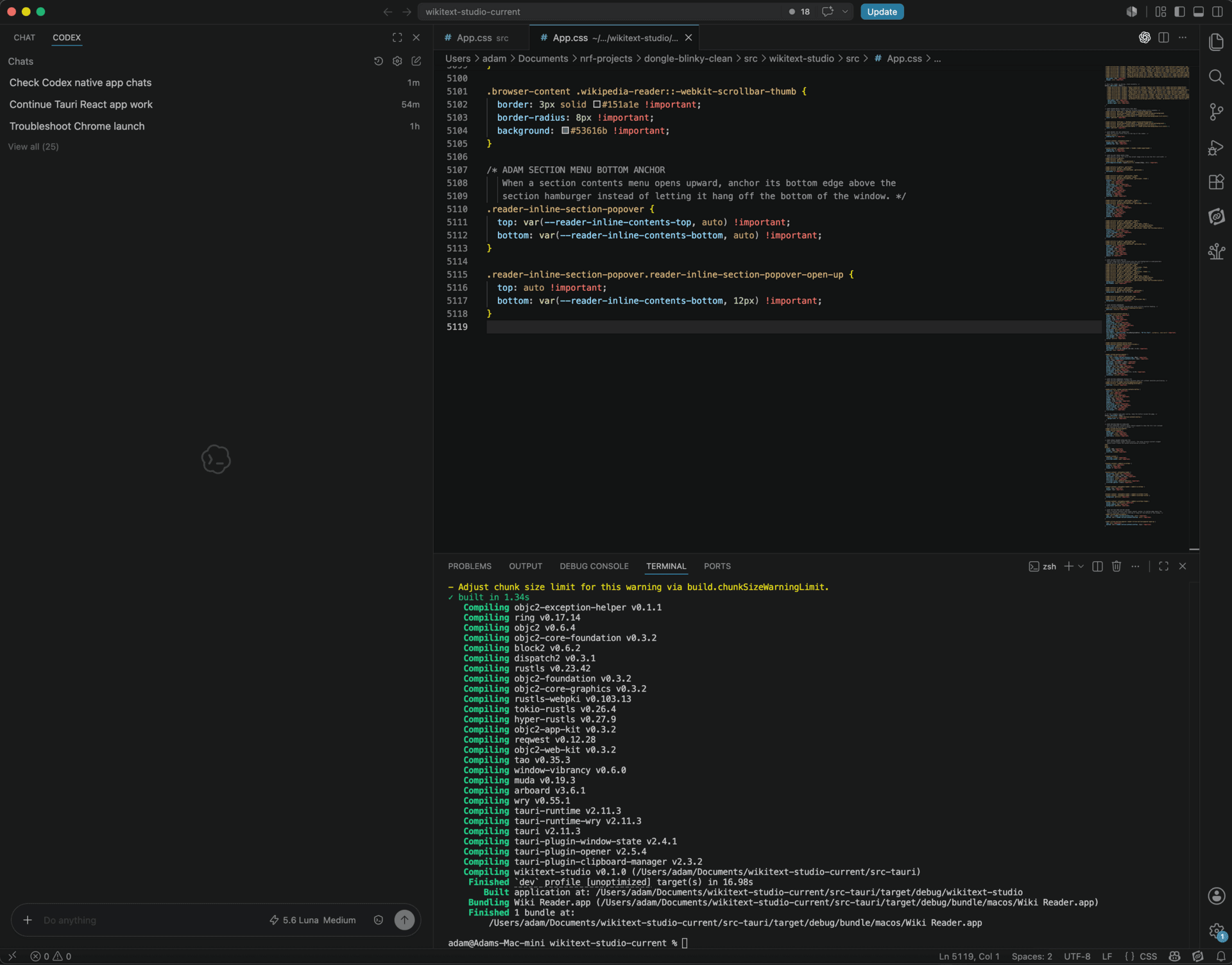 A screenshot-style view of the OpenAI Codex extension interface within Visual Studio Code.