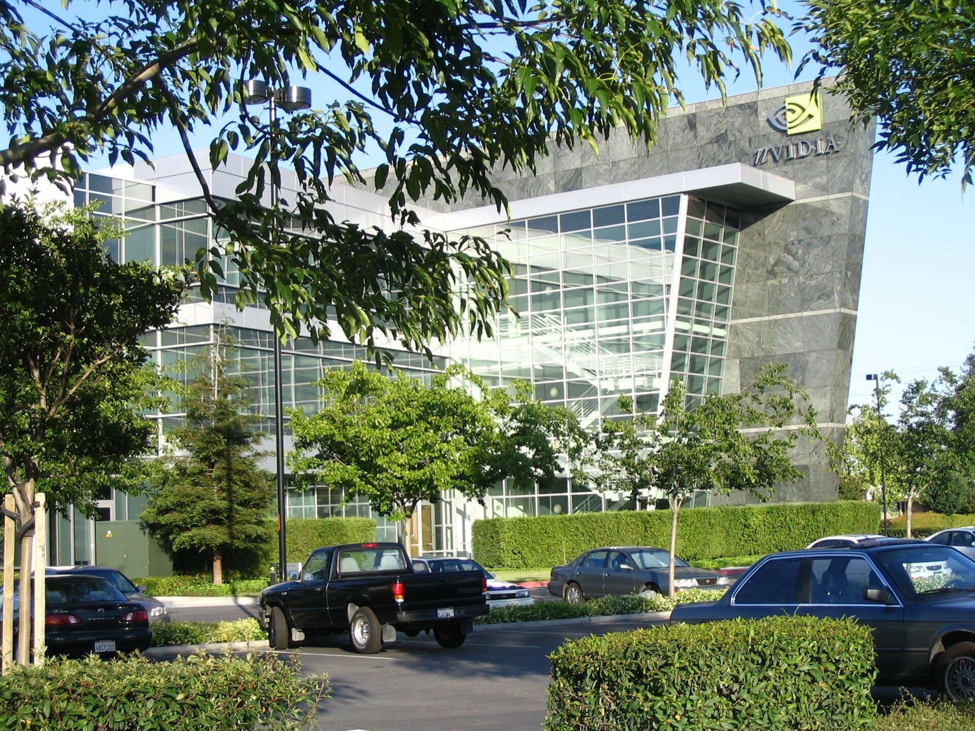 Exterior of Nvidia's headquarters building.